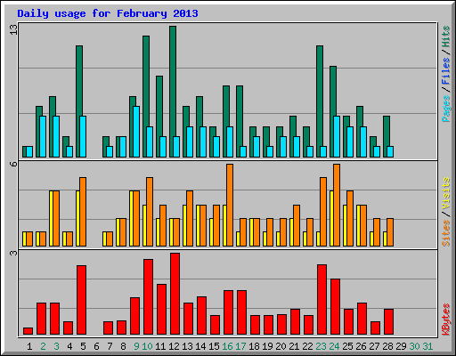 Daily usage for February 2013